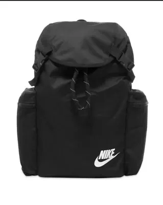 Nike Heritage Rucksack Backpack 24L Black School Gym Drawstring BA6150-010 • $49.97
