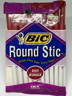 Vintage Bic Round Stic Ball Pens Red USA NEW OLD STOCK 1994 Sealed • $20