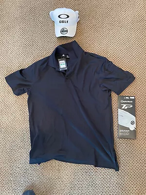 New!! 3 In ONE!! UA  Golf  Polo Mens L Black  Oakley Hat TM Glove! • $35