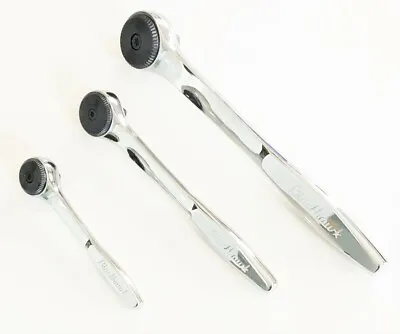 3pc BLACKHAWK PROTO THIN PROFILE FULLY POLISHED RATCHET SET 72 TOOTH 1/4 3/8 1/2 • $44.99