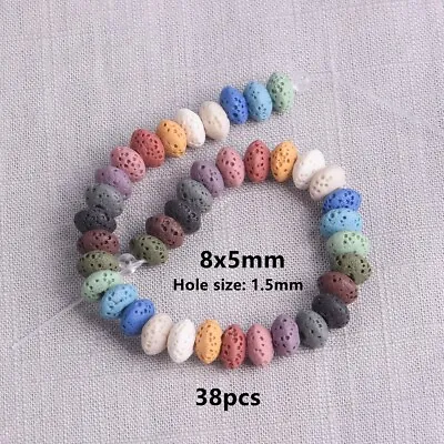 1 Strand Mixed 6mm 8mm 10mm Rondelle/Cylinder Natural Volcano Lava Stone Beads • £3.54