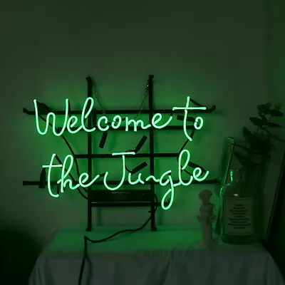 Welcome To The Jungle Real Glass Neon Light Sign Man Cave Living Room Decor 19  • $149