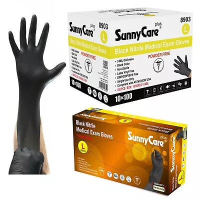 1000/case SunnyCare 5Mil Black Nitrile Exam Gloves (Non Vinyl Latex) Size: L • $61