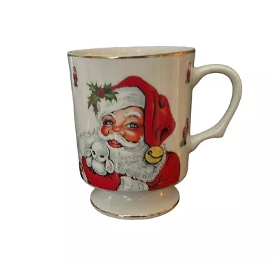 Vintage Lefton Christmas Pedestal Coffee Mug Santa Face 1984 All Over Santas • $19.99