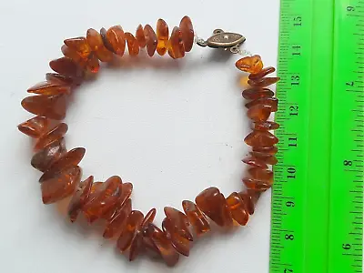 Vintage Bracelet Amber Yellow Cognac Baltic Stone Necklace Handmade 13.4g 9 Inch • $11