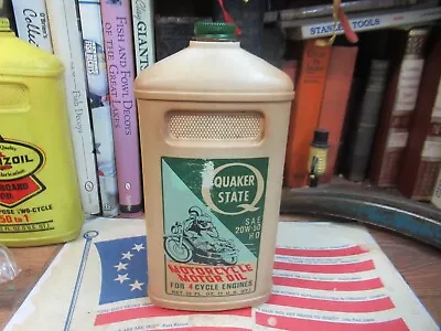 Vintage Quaker State Motorcycle Motor Oil 1 Quart Plastic Container 1970's EMPTY • $29.99