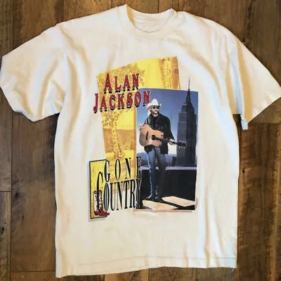 Vintage 90s Alan Jackson Country Music Band T Shirt S-3XL White • $14.99