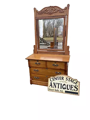 65134 Antique Oak Victorian Dresser With Mirror • $525