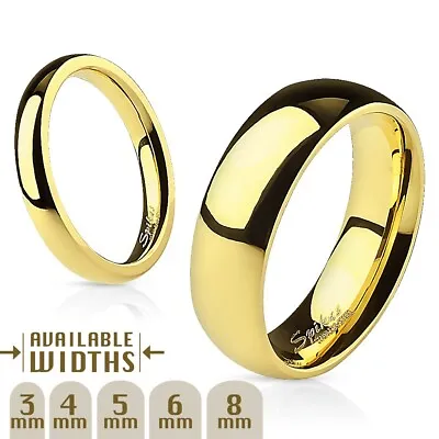 Gold Plated Stainless Steel Plain Polished Comfort Fit Wedding Band Ring • $9.99