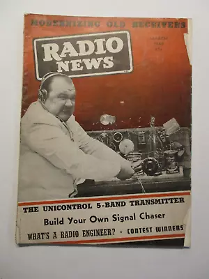 Radio News Magazine March 1940 Unicontrol 5-ban Reciever Build A Signal Chaser • $13.95