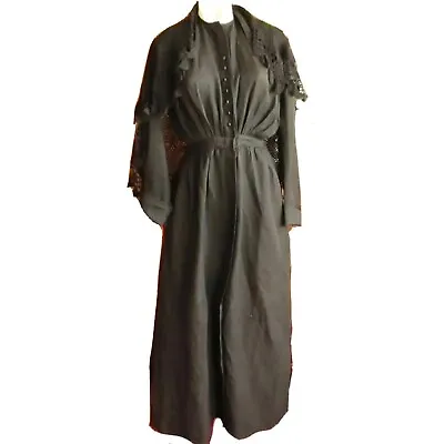 VINTAGE ANTIQUE 1800'S Dress MOURNING GOWN Dress VICTORIAN With Shawl • $145.80