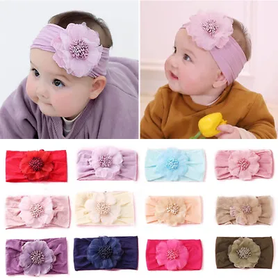 Newborn Baby Girls Rabbit Headband Soft Elastic Bow Knot Hair Band Set Gift • $2.21