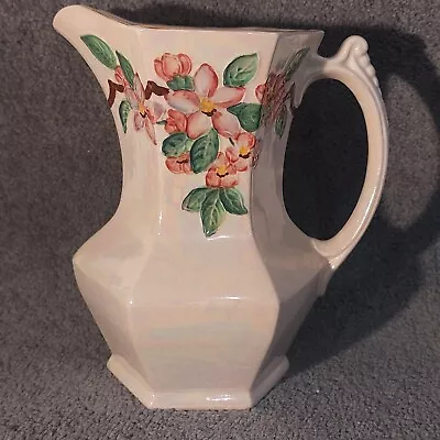 Vintage 1950s Maling Pottery Jug Vase 'Apple Blossom' Pattern Made For Rington's • £9