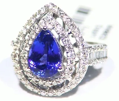 4.68CT 14K Gold Natural Tanzanite Halo Diamond Vintage AAAA Engagement Ring  • £2972.16