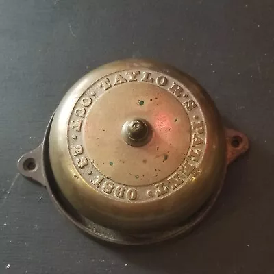 Antique Taylor's Victorian Mechanical Door Bell Patent Oct 23 1860 Brass Bronze • $60