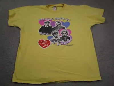 I Love Lucy Shirt Mens XXL Yellow Adult TV Show Y2K Vintage Crew Neck • $14.97