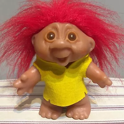 Vintage DAM TROLL - Wearing YELLOW FELT DRESS - RED HAIR • £5.99