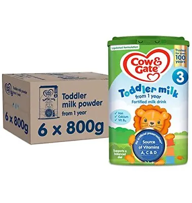 Cow & Gate 3 Toddler Baby Milk Powder Formula 1-2 Years 800 G (Pack Of 6) • £76.07