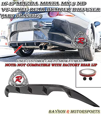 Fits 16-24 Mazda Miata MX5 ND ND2 ND3 VT-Style Rear Bumper Diffuser (ABS) • $129.99