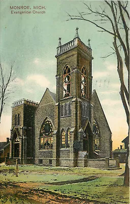 Vintage Postcard Monroe MI Evangelical Church • $10.07