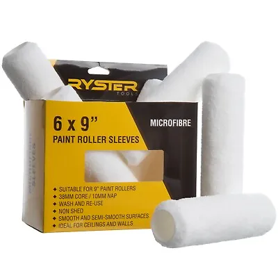 6 PACK - 9 Inch Microfibre Paint Roller Sleeves • £9.99