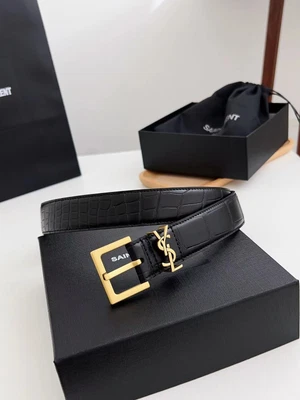 $299 • Buy YSL SAINT LAURENT Monogram CASSANDRE Leather Belt Width 3.0cm 95/38