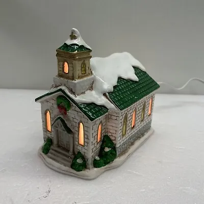 $20 • Buy Vintage Christmas Village Church Building With Light HOMCO 8952