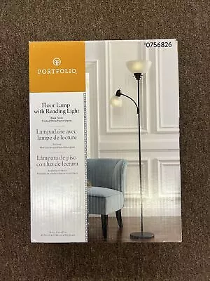 Portfolio Floor Lamp With Reading Light Lightweight 3-Way Switch BLACK FINISH • $39.99