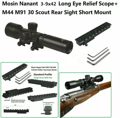 DB TAC Mosin Nagant M44 M91/30 M38 Top Scope Mount 3-9x42 Long Eye Relief Rings • $79.99