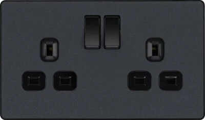 £11.32 • Buy BG Evolve Matt Grey Screwless Switches & Sockets Black Insert Full Range