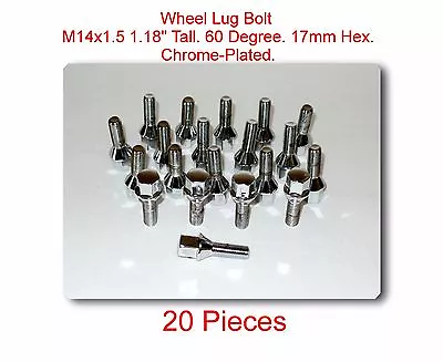 (LOT 20) Wheel Lug Bolt M14x1.5 Tall 1.18  60 Degree 17mm Hex Fits: Saab & VW • $25.57