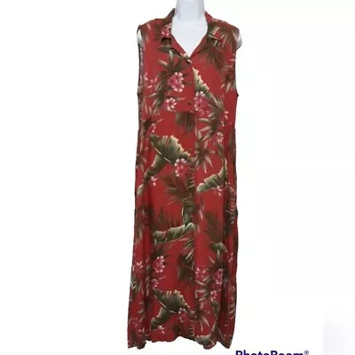 Vintage Bahama Beach Women Maxi Dress Tropical XL Button Closure Summer Vacation • $29