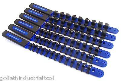 6 Goliath Industrial Abs Socket Rail Holder Organizer W/handle 1/4 3/8 1/2  Blue • $21.99