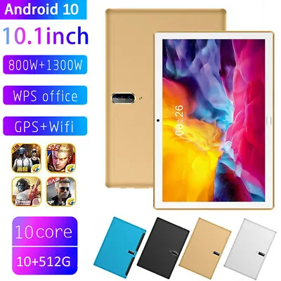£86.16 • Buy 2022 10.1'' Inch 10G+512GB Smart Tablet 5G PC Android 10 Dual SIM WIFI 3 Camera