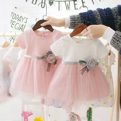 £6.41 • Buy Newborn Baby Girls Flower Princess Tutu Dress Skirt Party Wedding Gown Dress Set