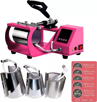 4-In-1 Mug Cup & Bottle Heat Press With Design Cards - Pink • $351.99