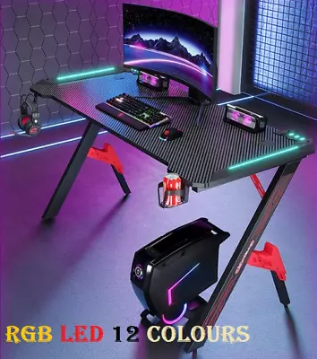 $149 • Buy RGB LED Gaming Desk Office Table Desktop PC Computer Desks Racing Laptop Home