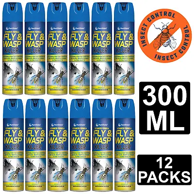 12x Fly And Wasp Killer Spray Kill Insects Midges Mosquito Advance Formula 300ml • £23.89