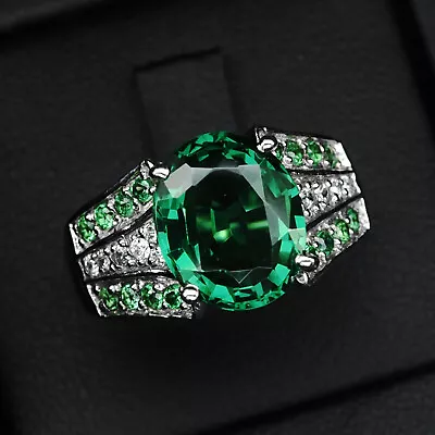 Vivid Green Tsavorite Garnet 4.50Ct 925 Sterling Silver Handmade Rings Size 7.25 • $31.07