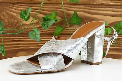 $18.62 • Buy Zara Woman Sz 39 M Silver Slide Synthetic Women Sandals