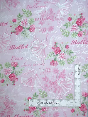 Ballet Theatre Ballerina Fabric Dancer Pink Rose Pearl Kanvas Studio 26  Length • $7.40