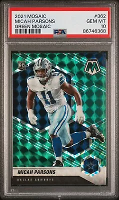 2021 Panini Mosaic Green Prizm Micah Parsons #362 PSA 10 Rookie RC • $60