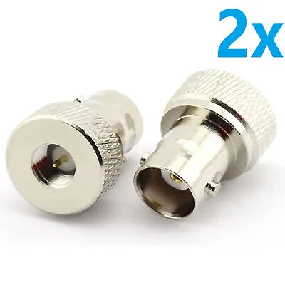 2x BNC Female To SMA Male Barrel Type Silver Connector RF Coax Coaxial Adapter • $7.55