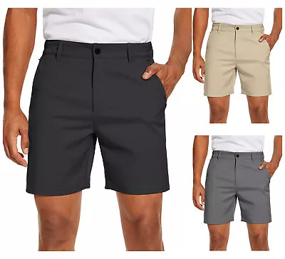 Men's Golf Shorts Flat Front Lightweight Quick Dry Pockets Flex Dress 7'' Pants • $20.89