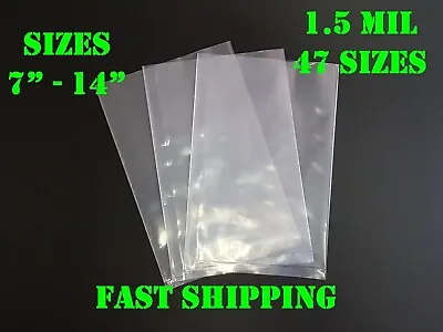 Multiple Sizes Clear Poly Bags 1.5Mil Flat Open Top Plastic Packaging Packing • $94.38