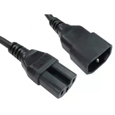 1m C14 To C15 IEC Power Extension Cable Kettle Lead Male To Female UPS C16 • £3.99