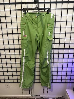 Vintage UFO Y2K Drawstring Parachute Pants Raver Skater Green Size Large • $55