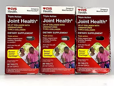 Triple Action Joint Health UC-II 3 X 30 Ct Exp 11/24 Comp To Move Free Ultra • $29.95