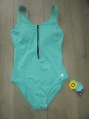 M&s Goodmove Seafoam Secret Slimming Zip Up Swimming Costume Size 10 • £22.99