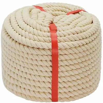 3/8 Inch X 100 Feet Natural Soft Cotton Rope 3 Strand Twisted Rope For Wall H... • $29.72